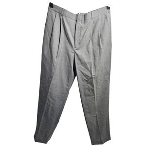 Lands End Men's Smoke Grey HTR Pleated 100% Wool Dress Pants Size 36x32 NWT